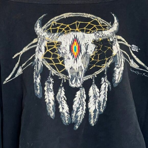 DENIM & SUPPLY RALPH LAUREN BLACK STEER SKULL DREAM CATCHER KNIT TOP SIZE MEDIUM - Picture 7 of 12